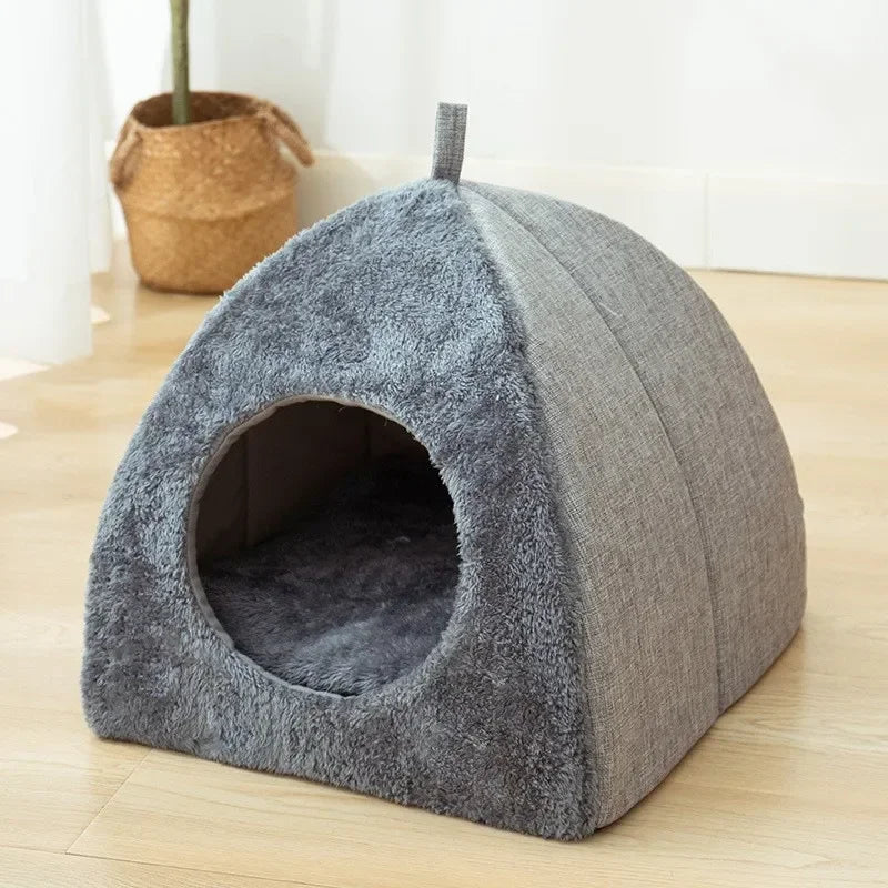 Maison pour Chat Douillette — Panier Chat Fermé en Velours, Nid Confortable Design Moderne