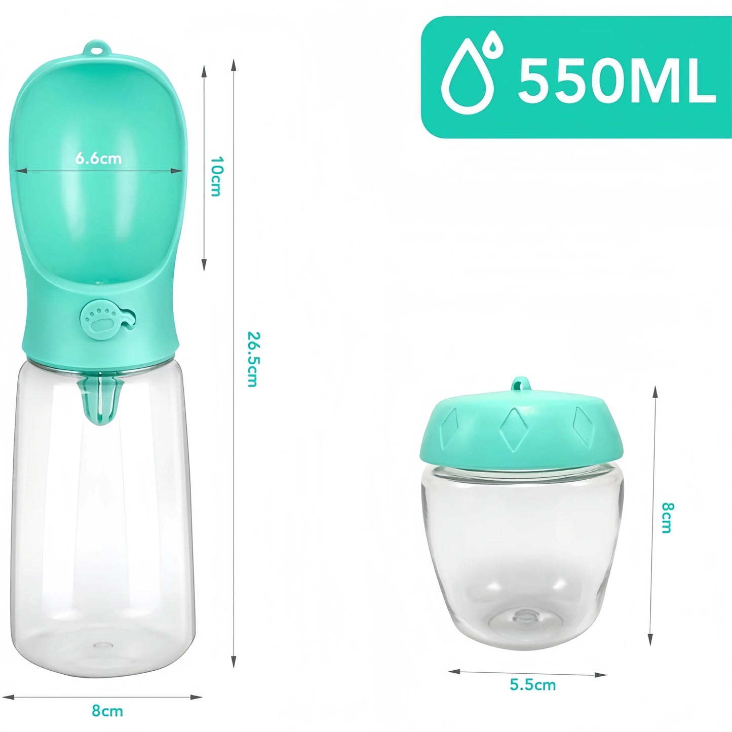Gourde pour Chien et Chat 2 en 1 — Bouteille d’Eau Portable avec Distributeur de Croquettes pour Balades
